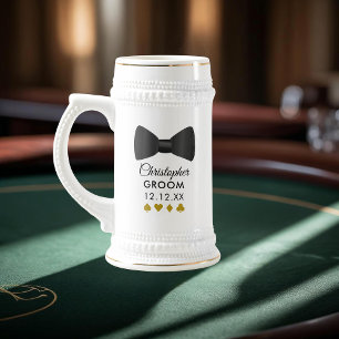 Svart Smoking Brudgum Namn Poker Natt Mugg