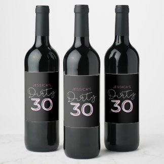 Svart smutty 30 eget namn Birthday Vin etikett
