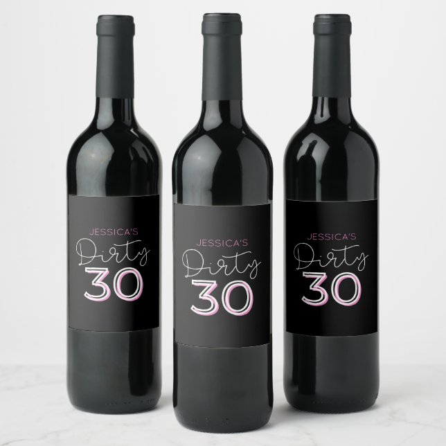 Svart smutty 30 eget namn Birthday Vin etikett (Flaskor)