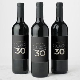 Svart smutty 30 eget namn Birthday Vin etikett