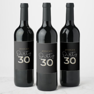 Svart smutty 30 eget namn Birthday Vin etikett