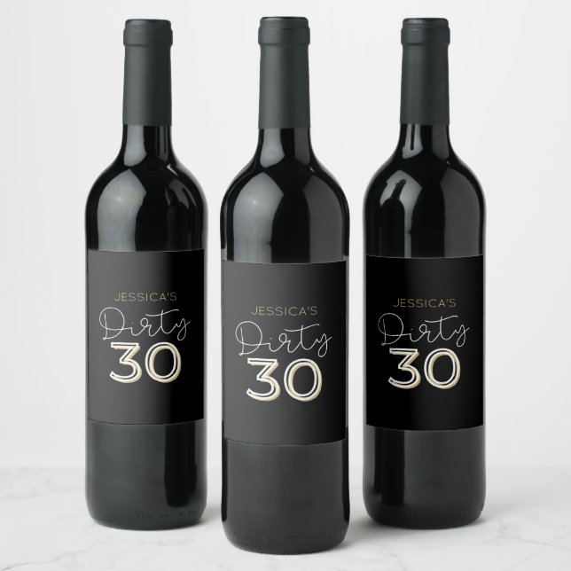 Svart smutty 30 eget namn Birthday Vin etikett (Flaskor)