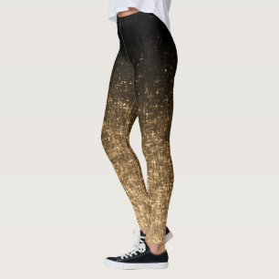 Svart snålfärgad glitter i guld leggings