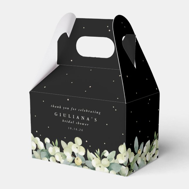 Svart Snöbär+Eukalyptus Vinter Bröllopsdusch Presentaskar (Framsidan Sidan)