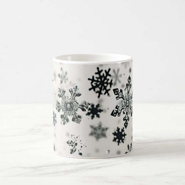 Svart Snöflingor-jul Kaffemugg (Center)