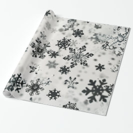 Svart Snöflingor-jul Presentpapper