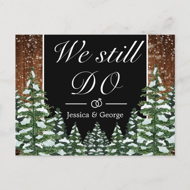 Svart snöig skog Still Gör årsdag inbjudan (Framsida)