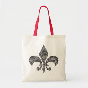 Svart snöre Fleur De Lis Tygkasse