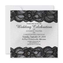 Svart snöre- och vitsatängbröllopinbjudningar