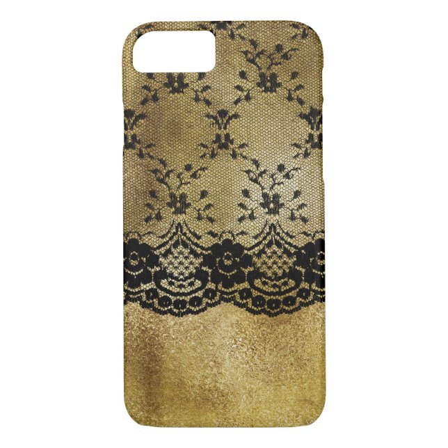 Svart snöre på guld- glitter Case-Mate iPhone skal (Baksida)