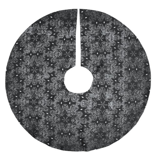 Svart Snöre Träd Skirt Julgransmatta Borstad Polyester (Framsidan)