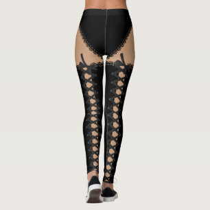 Svart snöre upp leggings