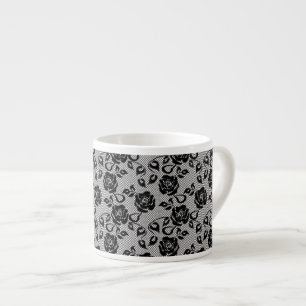 Svart snöremönster på vitbakgrund espressomugg