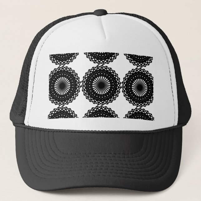 Svart snöremönsterdesign. Anpassningsbar Truckerkeps (Framsida)