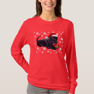 Svart Snowflake för jul för Labrador Retriever T Shirt