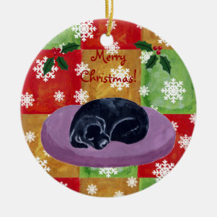 Svart Snowflake för Labrador julmosaik Julgransprydnad Keramik