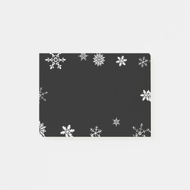 Svart Snowflake Post-it Block (Framsida)