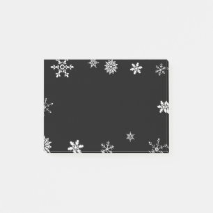 Svart Snowflake Post-it Block
