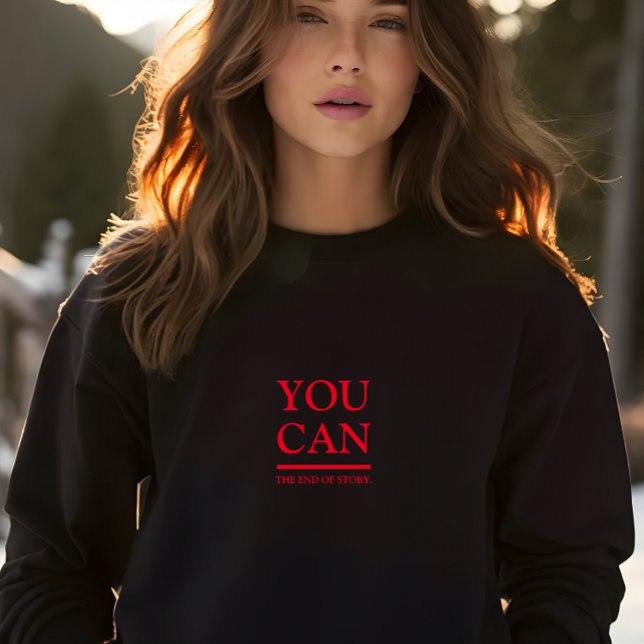 Svart snyggt Du kan skriva ut Brev Kvinnor T Shirt (Stylish Black You Can Red Letters Print Women Sweatshirt)
