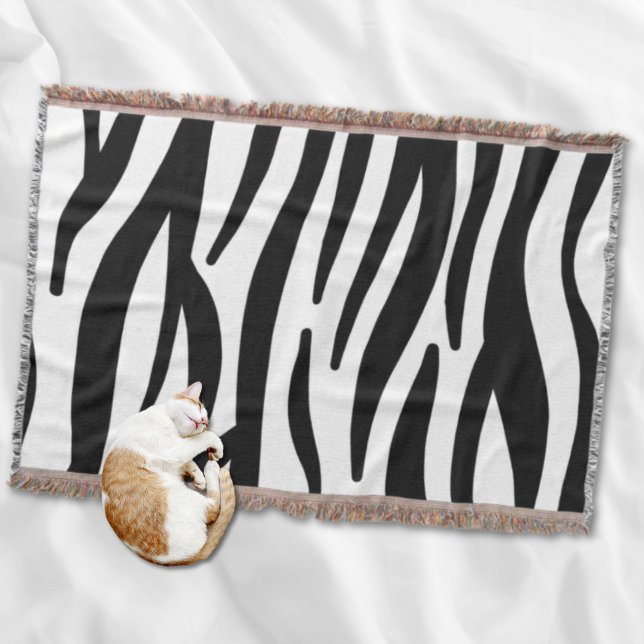 svart snyggt i chic, vit zebra tryck filt (girly chic stylish black white zebra print throw blanket)