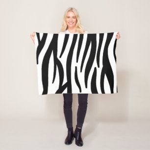 svart snyggt i chic, vit zebra tryck fleecefilt