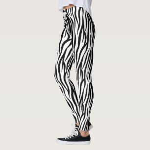 svart snyggt i chic, vit zebra tryck leggings