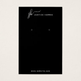 Svart Snyggt Skriptmonogram Modern Earing Visitkort