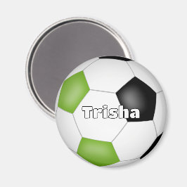 svart soccer med skarp grönt, eget namn magnet