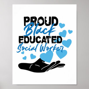 Svart Social Worker Gift Mental Health Educated Poster