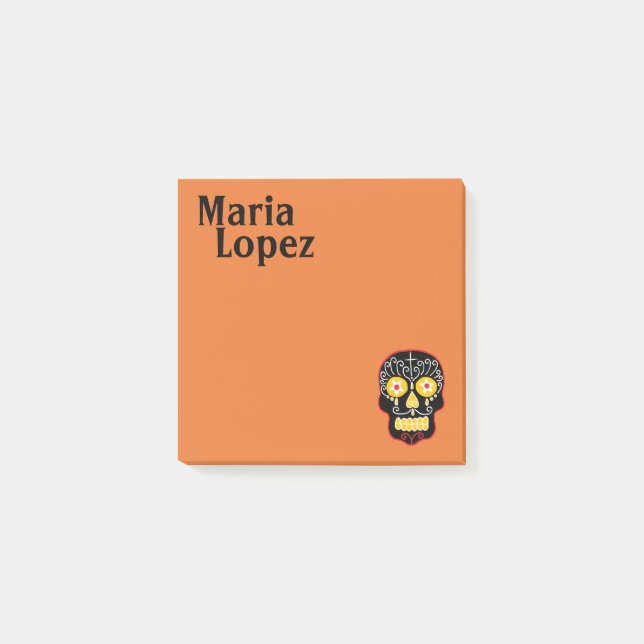 Svart Socker Skalle Post-it Block (Framsida)