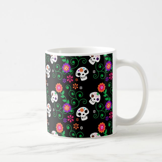 Svart sockerskalle kaffemugg (Höger)