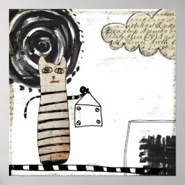 "Svart sol" surrealistisk målning Poster