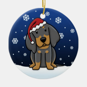 Svart & solbränd Coonhoundjul för Kawaii tecknad Julgransprydnad Keramik