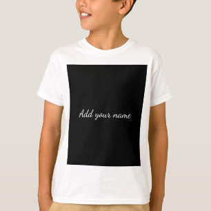 Svart solid lägg till namn text meddelande här kas t shirt