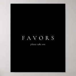 Svart Solid Simple Minimalist Wedding Favors Poster