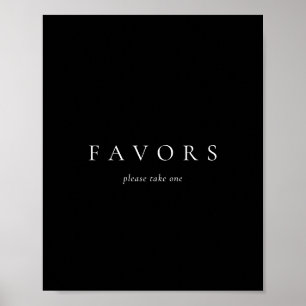 Svart Solid Simple Minimalist Wedding Favors Poster