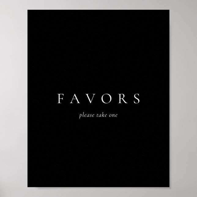 Svart Solid Simple Minimalist Wedding Favors Poster (Framsidan)