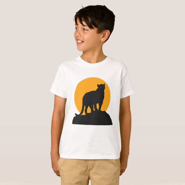 Svart solnedgång i pannor t shirt (Hel framsida)