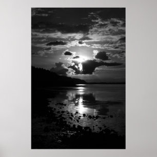 Svart solnedgångkonsttryck poster