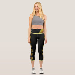 Svart solros Yoga Byxor med Gult Trim