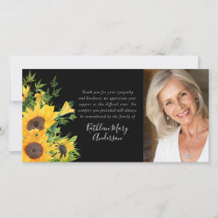 Svart solrosfoto Funeral Tack Kort