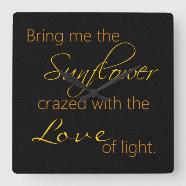 Svart solrosoffertklocka fyrkantig klocka (Framsida)