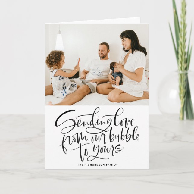 Svart som skickar Kärlek från vår bubbla till ditt Helgkort (Framsida)