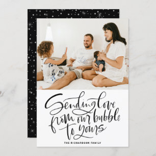 Svart som skickar Kärlek från vår bubbla till ditt Julkort