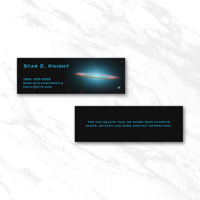 Svart Sombrero-galaxen rymdfoto Mini Visitkort (Sombrero Galaxy Profile Card)