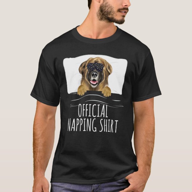 Svart sömnmask Leonberger Officiell Napping T Shirt (Framsida)