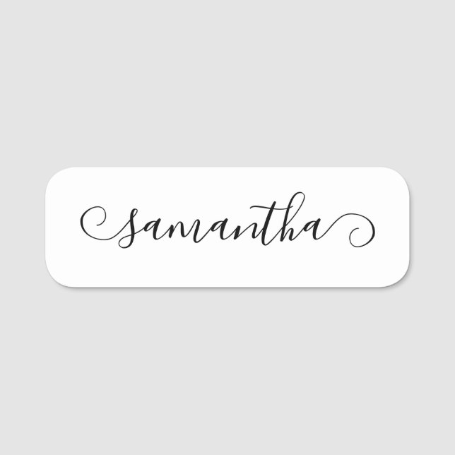 Svart Söt Lockande Signaturstil Namnbricka (Framsida)