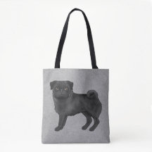 Svart söt Pug Mops Tecknad Hundras Grå