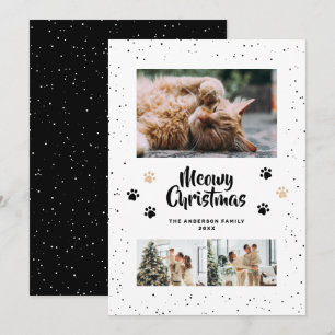 Svart Sött Meowy Jul Snö Foto Julkort