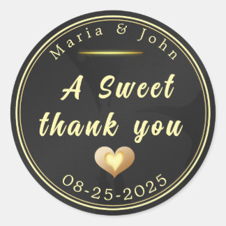 svart, sött tack runt klistermärke